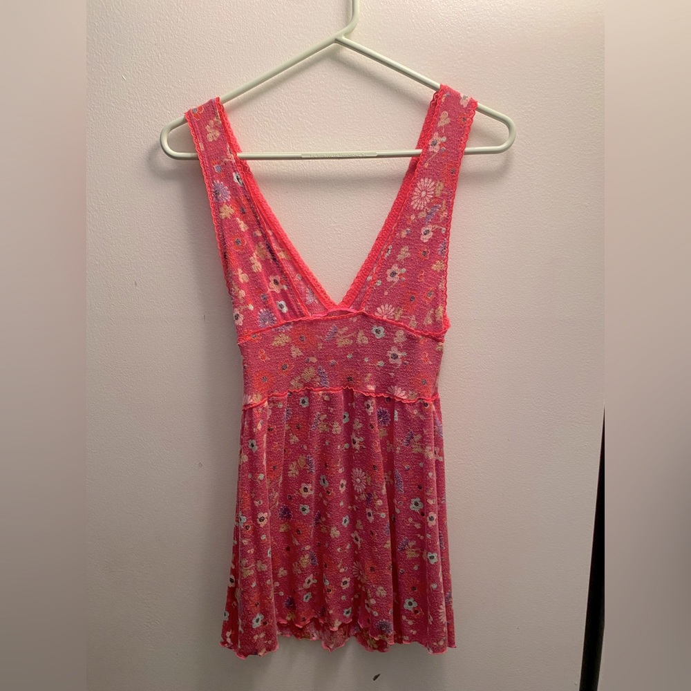 Vintage Free People Floral Lace Trim Top